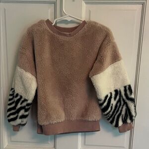 Speechless Pink and White Fuzzy Sweatshirt